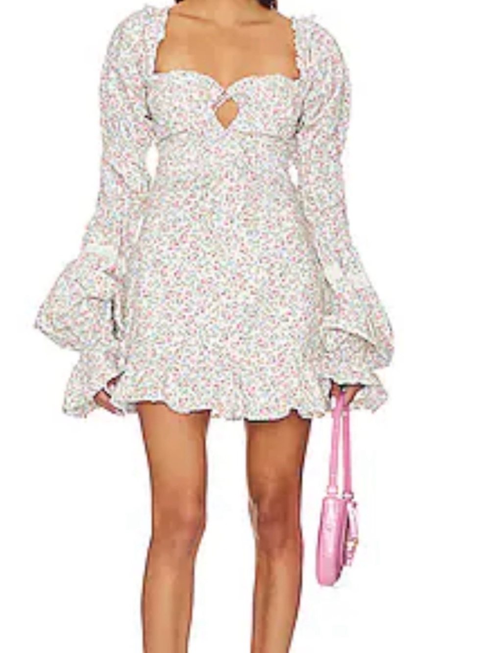 For Love & Lemons luca White Mini Dress with Pink Floral